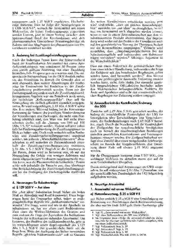 Vorschauseite 2: Wirtschaftspolitische Auswirkungen des Gesetzentwurfs zur Neuordnung des Arzneimittelmarktes in der GKV für pharmazeutische Unternehmer