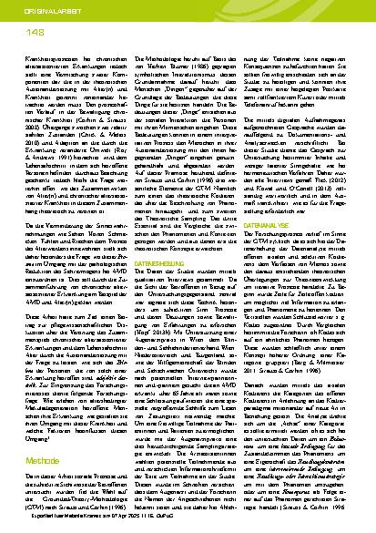 Vorschauseite 3: „Aus einem anderen Blickwinkel betrachten“ Der Umgang mit chronischer altersassoziierter Erkrankung am Beispiel der altersbedingten Makuladegeneration