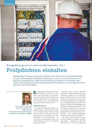 Vorschauseite 1: Brandgefährdungen durch elektrische Betriebsmittel – Teil 2 Prüfpflichten einhalten