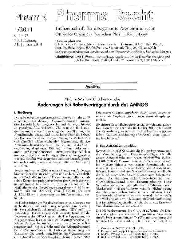 Vorschauseite 1: Änderungen bei Rabattverträgen durch das AMNOG