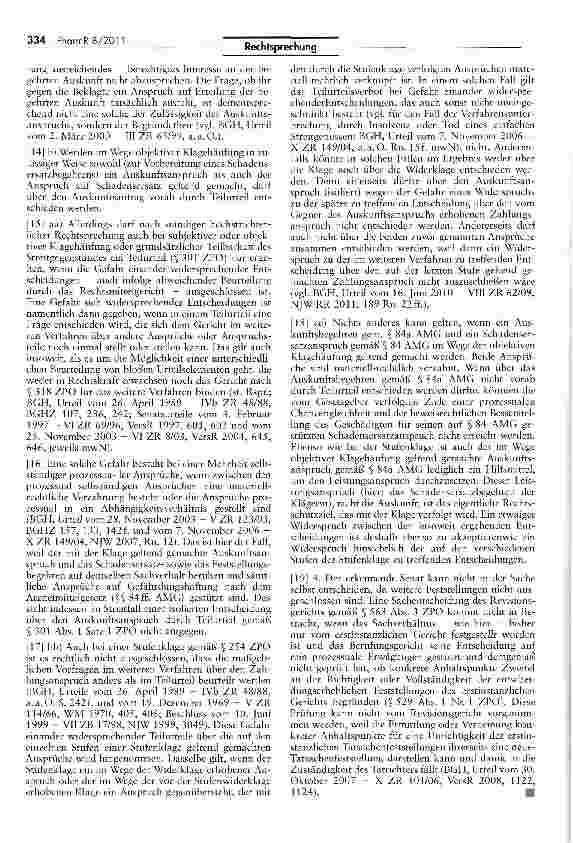 Vorschauseite 3: Umdeutung einer unzulässigen Stufenklage in objektive Klagehäufung - Vorabentscheidung über Auskunftsanspruch durch Teilurteil (VIOXX)