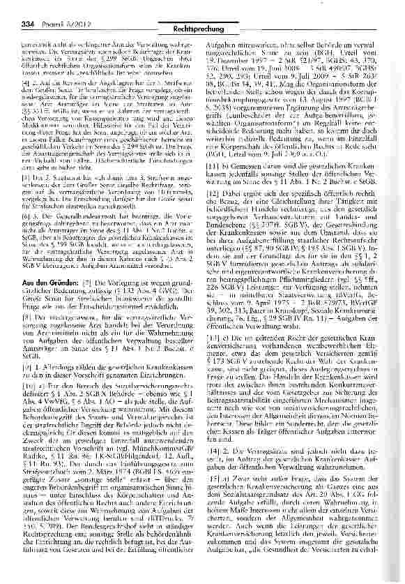 Vorschauseite 2: Keine Strafbarkeif von Ärzten wegen Bestechlichkeit