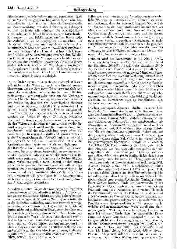 Vorschauseite 3: Keine einstweilige Verfügung gegen Warnung vor E-Zigarette gegen GesundheitsministeriumAMG §§2 1, 21 [; MPG §2 111