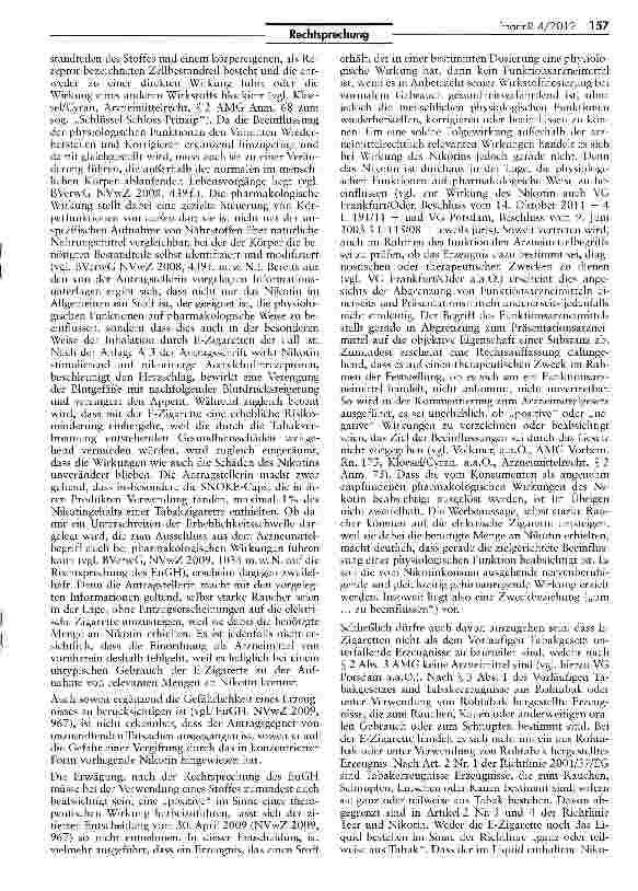 Vorschauseite 4: Keine einstweilige Verfügung gegen Warnung vor E-Zigarette gegen GesundheitsministeriumAMG §§2 1, 21 [; MPG §2 111