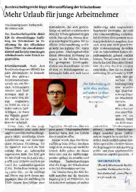 Vorschauseite 1: Mehr Urlaub für junge Arbeitnehmer