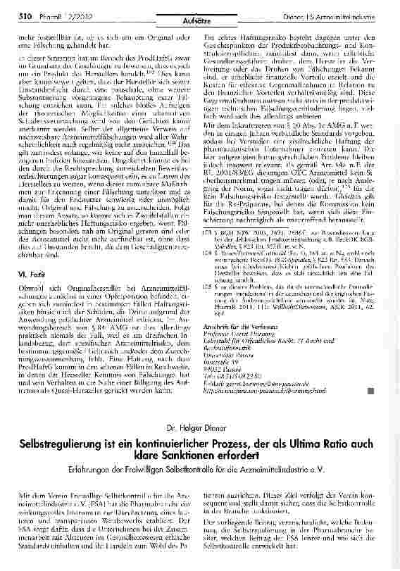 Vorschauseite 1: Selbstregulierung ist ein kontinuierlicher Prozess, der als Ultimo Ratio auchklare Sanktionen erfordert