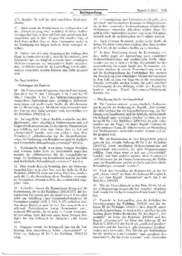 Vorschauseite 4: Spaniens Mehrwertsteuersätze im Bereich Arzneimittel und medizinische Geräte EU-rechtswidrig RL 2006/112, EG Art. 98