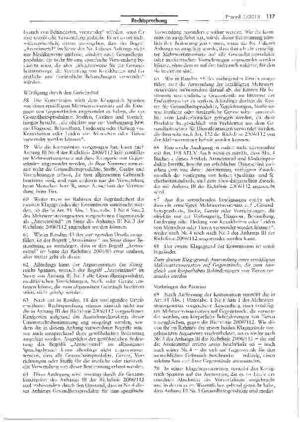 Vorschauseite 6: Spaniens Mehrwertsteuersätze im Bereich Arzneimittel und medizinische Geräte EU-rechtswidrig RL 2006/112, EG Art. 98