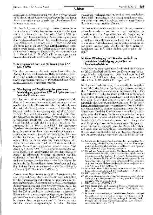 Vorschauseite 3: Die Neuregelung des § 67 Abs. 6 AMG - Erweiterte Transparenzpflichten für den pharmazeutischen Unternehmer