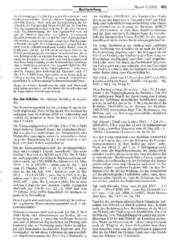 Vorschauseite 3: E-Zigarette ist kein Arzneimittel AMG §S 2 I» 69 I; VTabakG $ 3 I und II