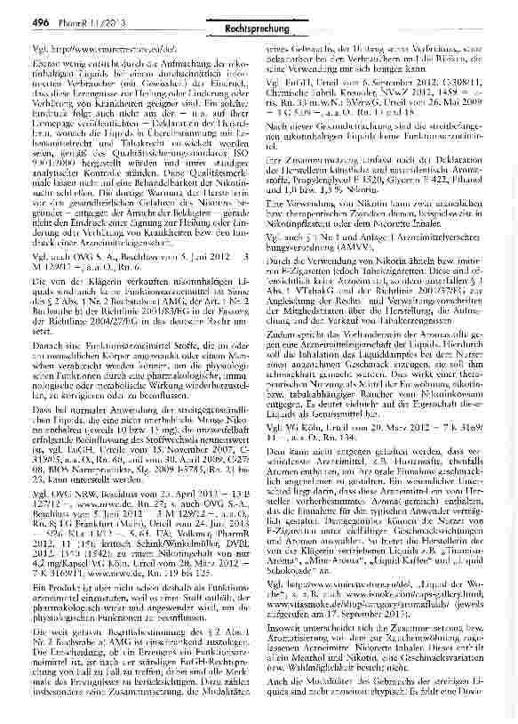 Vorschauseite 4: E-Zigarette ist kein Arzneimittel AMG §S 2 I» 69 I; VTabakG $ 3 I und II