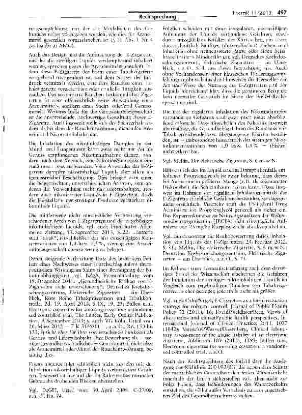 Vorschauseite 5: E-Zigarette ist kein Arzneimittel AMG §S 2 I» 69 I; VTabakG $ 3 I und II