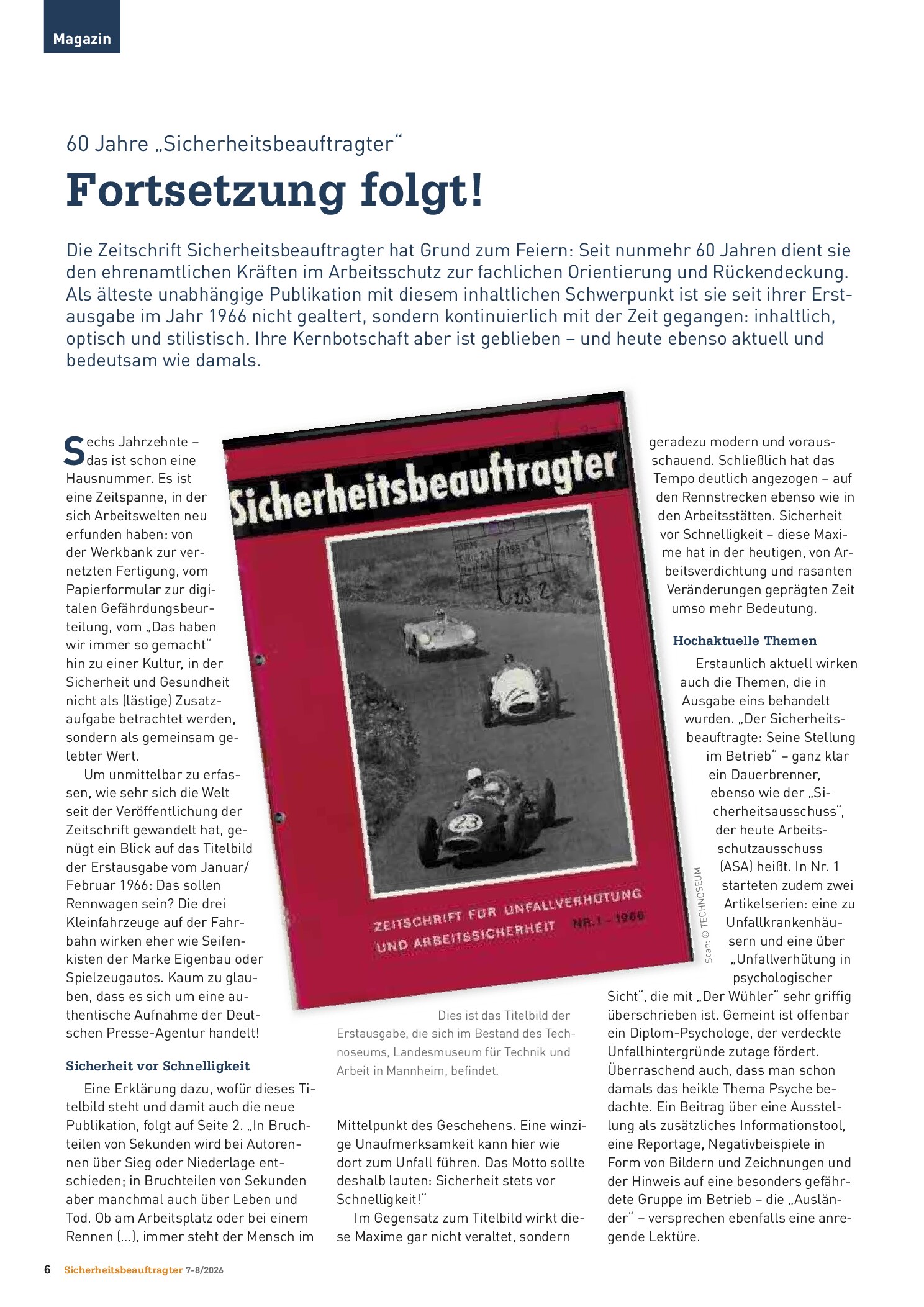 Vorschauseite 1: 60 Jahre „Sicherheitsbeauftragter“: Fortsetzung folgt!