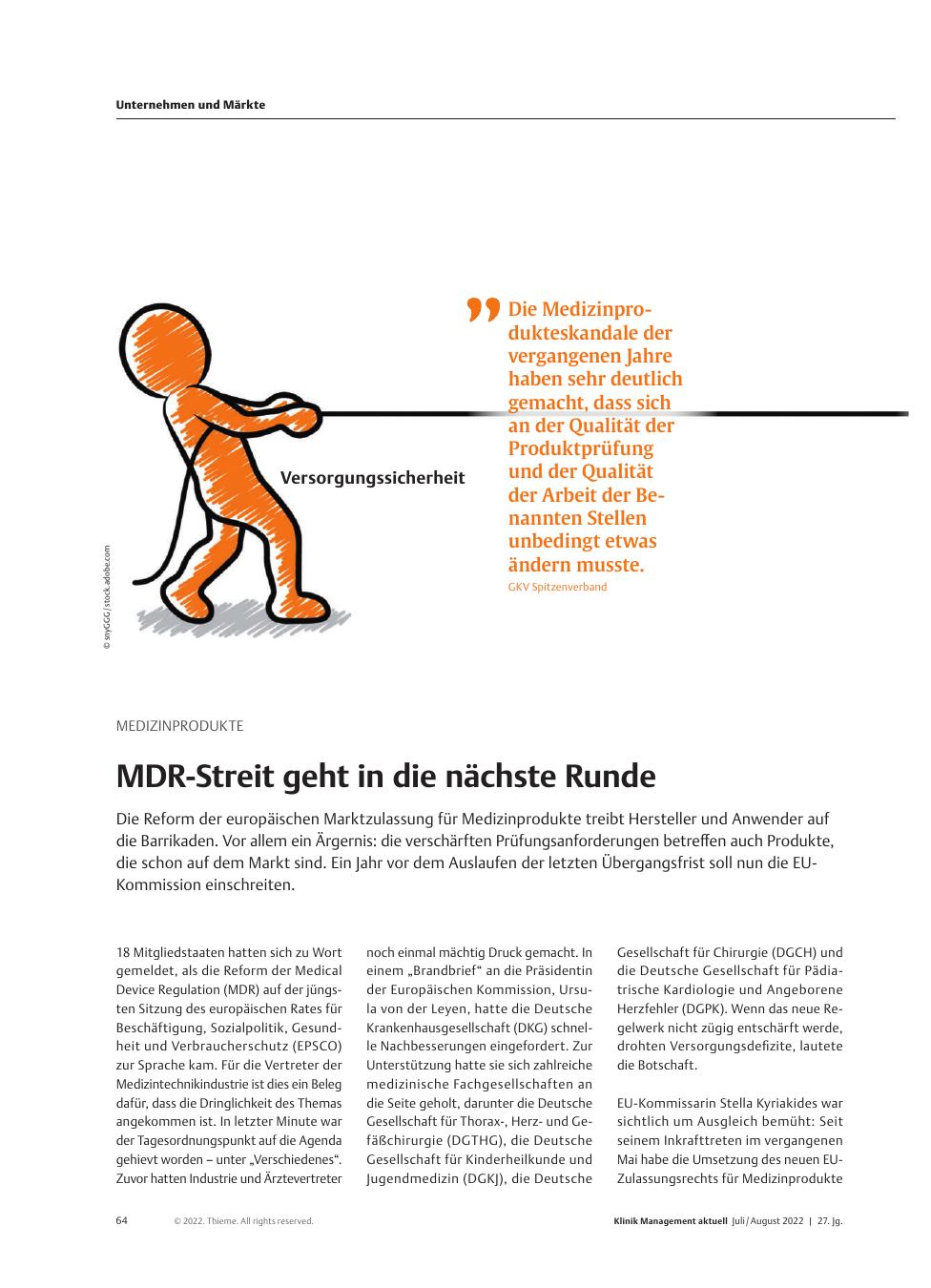 Vorschauseite 1: Medizinprodukte: MDR-Streit geht in die nächste Runde