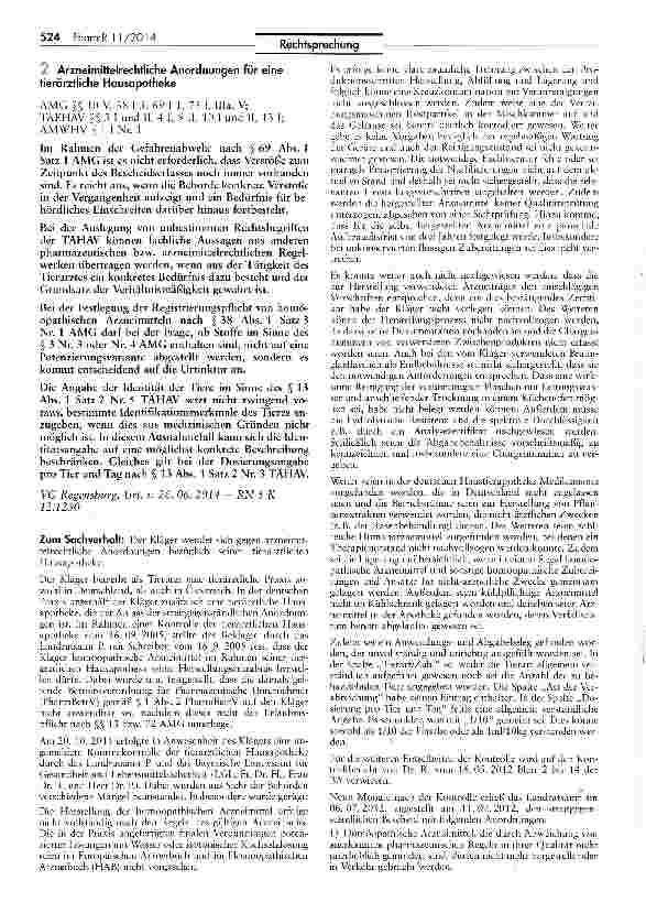 Vorschauseite 1: Arzneimittelrechtliche Anordnungen für eine tierärztliche Hausapotheke