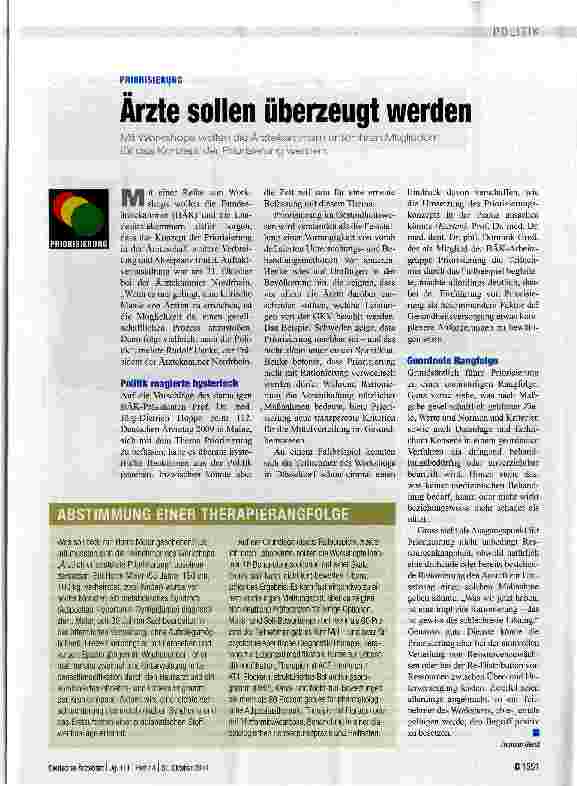 Vorschauseite 1: Ärzte sollen überzeugt werden