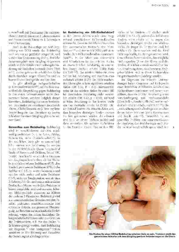 Vorschauseite 2: Bedsharing und der plötzliche Kindstod. Der sicherste Schlafort für einen Säugling ist das eigene Kinderbett im Schlafzimmer der Eltern.