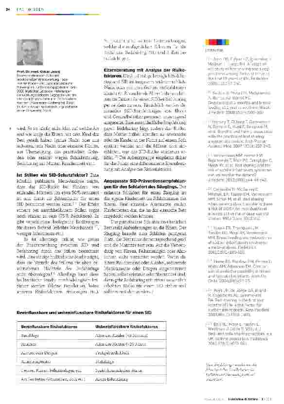 Vorschauseite 3: Bedsharing und der plötzliche Kindstod. Der sicherste Schlafort für einen Säugling ist das eigene Kinderbett im Schlafzimmer der Eltern.