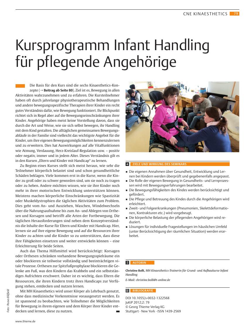 Vorschauseite 1: Kursprogramm Infant Handling für pflegende Angehörige