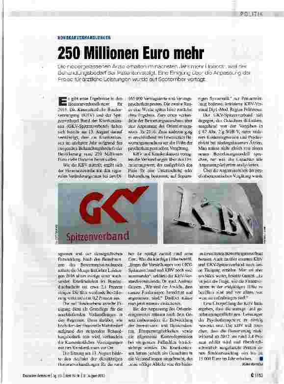 Vorschauseite 1: 250 Millionen Euro mehr