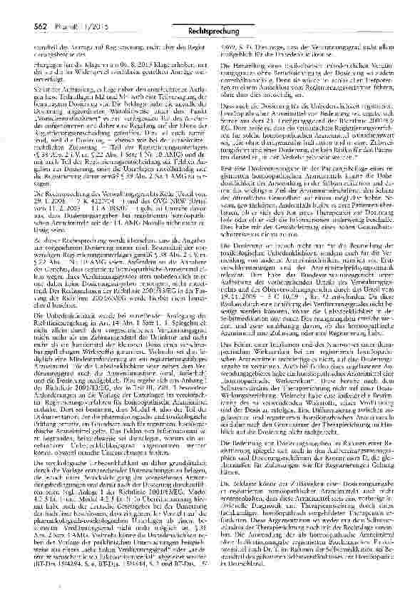 Vorschauseite 3: Genehmigung einer Dosierungsangabe für ein homöopathisches ArzneimittelAMG §§ 10 IV, 111, III, 39 II; RL 2011/83/EG Art. 14 I, 59 11,691