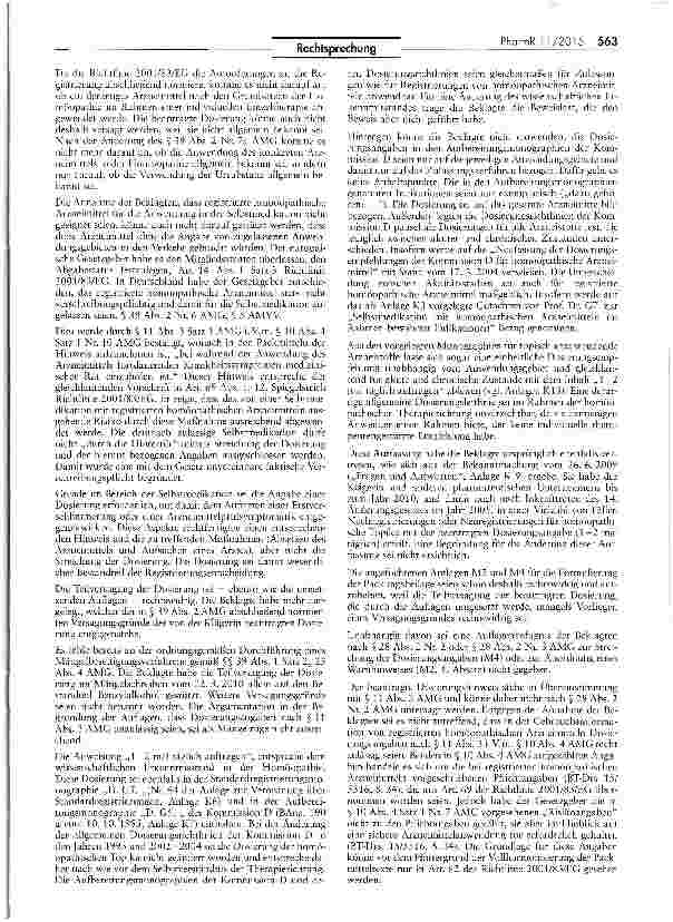 Vorschauseite 4: Genehmigung einer Dosierungsangabe für ein homöopathisches ArzneimittelAMG §§ 10 IV, 111, III, 39 II; RL 2011/83/EG Art. 14 I, 59 11,691