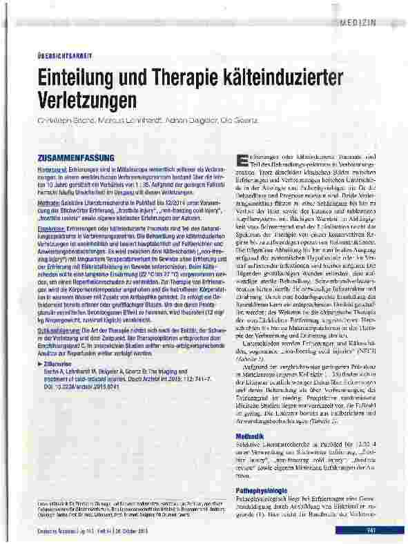 Vorschauseite 1: Einteilung und Therapie kälteinduzierter Verletzungen