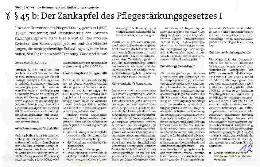Vorschauseite 1: § 45 b: Der Zankapfel des Pflegestärkungsgesetzes