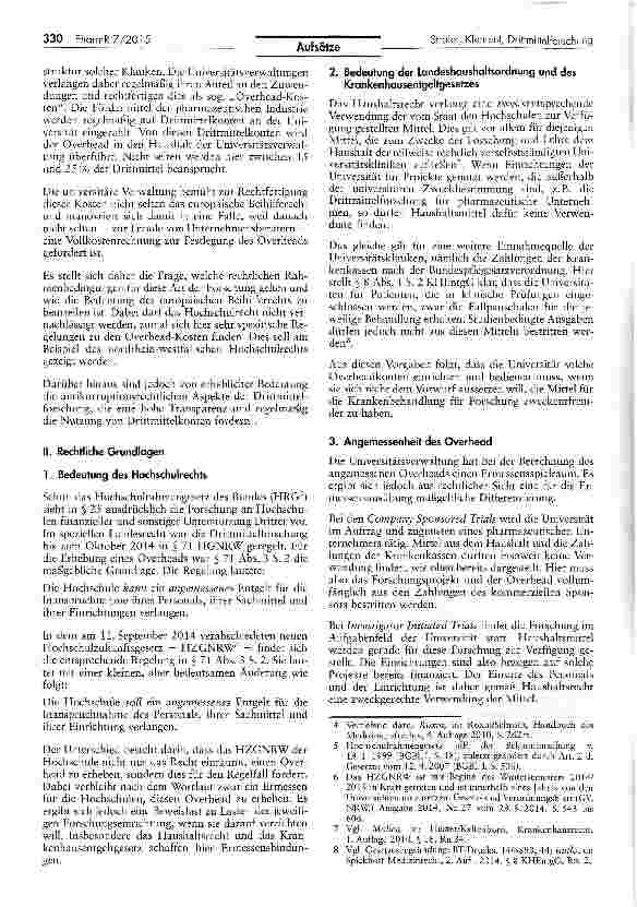 Vorschauseite 2: Overhead-Kosten in der Drittmittelforschung - Zur Rechtfertigung nach dem Hochschulrecht und dem Beihilferecht der EU