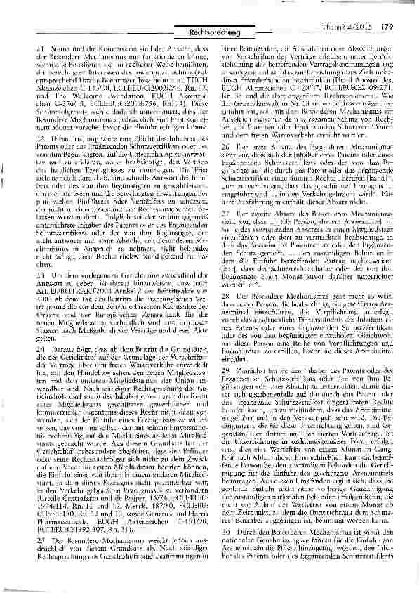 Vorschauseite 4: Einfuhr eines patentierten Arzneimittels/Pflicht zur Vorabunterrichtung