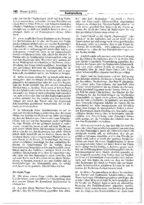 Vorschauseite 5: Einfuhr eines patentierten Arzneimittels/Pflicht zur Vorabunterrichtung