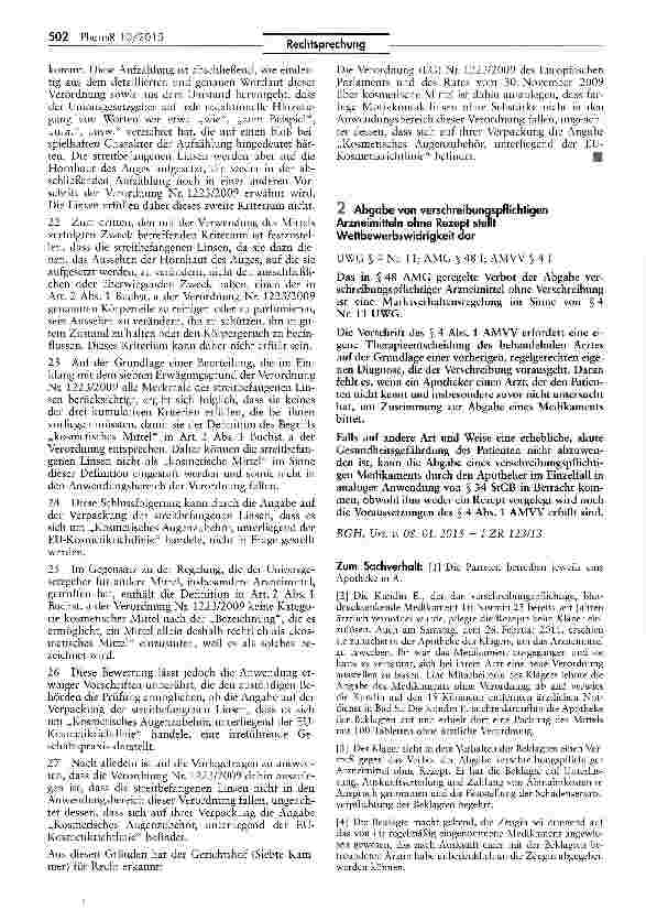 Vorschauseite 3: Zur Auslegung des Begriffs des kosmetischen Mittels - Farbige Motivkontaktlinsen