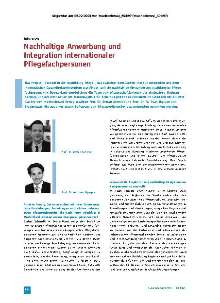 Vorschauseite 1: Nachhaltige Anwerbung und Integration internationaler Pflegefachpersonen