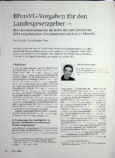 Vorschauseite 1: BPersVG-Vorgaben für den Landesgesetzgeber —