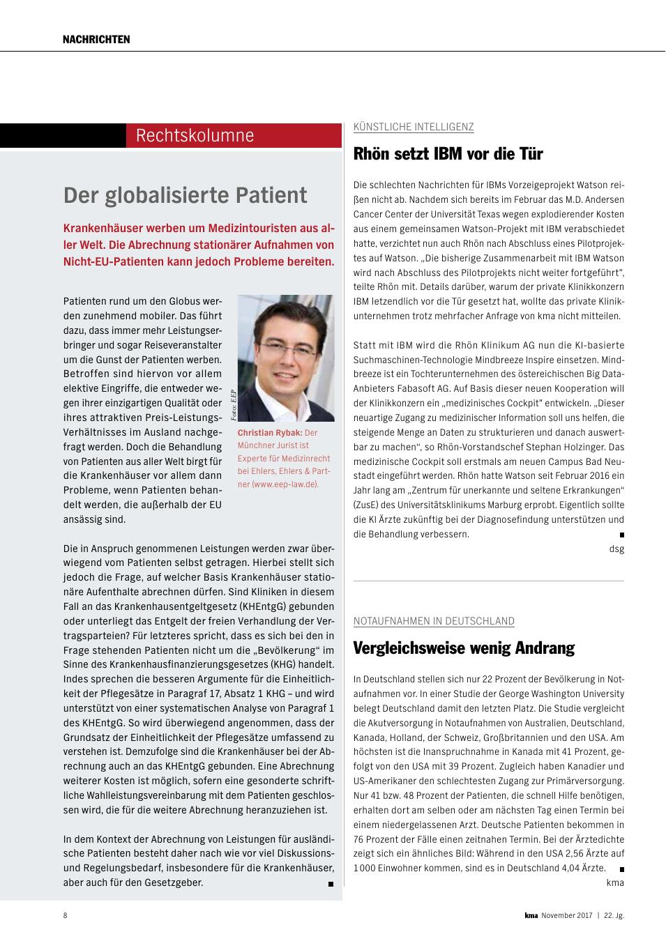 Vorschauseite 1: Notaufnahmen in Deutschland: Vergleichsweise wenig Andrang