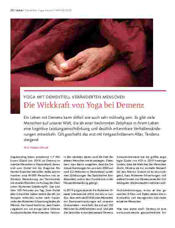 Vorschauseite 1: YOGA MIT DEMENTIELL VERÄNDERTEN MENSCHEN Die Wirkkraft von Yoga bei Demenz
