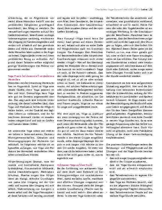 Vorschauseite 2: YOGA MIT DEMENTIELL VERÄNDERTEN MENSCHEN Die Wirkkraft von Yoga bei Demenz
