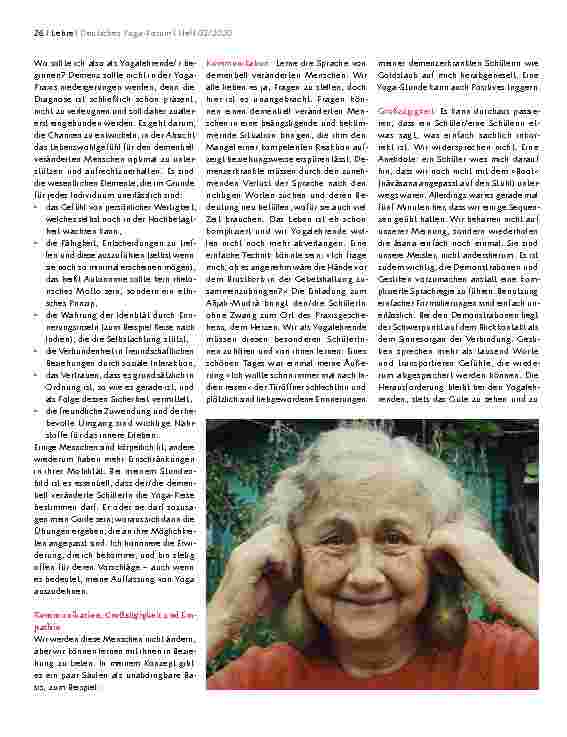 Vorschauseite 3: YOGA MIT DEMENTIELL VERÄNDERTEN MENSCHEN Die Wirkkraft von Yoga bei Demenz