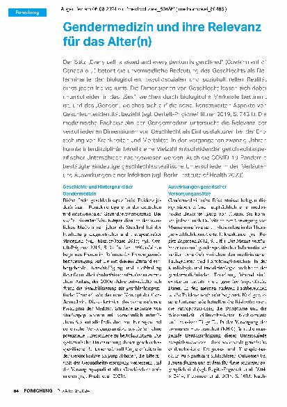 Vorschauseite 1: Gendermedizin und ihre Relevanz für das Alter(n)