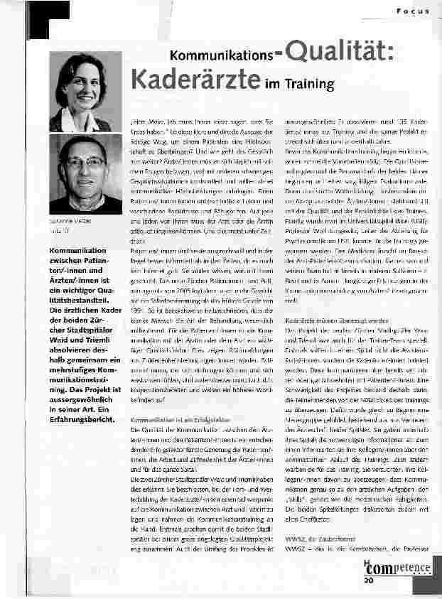 Vorschauseite 1: Kommunikations-QualitätKaderärzte im Training
