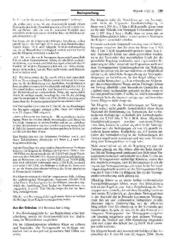 Vorschauseite 2: Unverhältnismäßige Vertragsstrafe bei Arzneimittellieferung