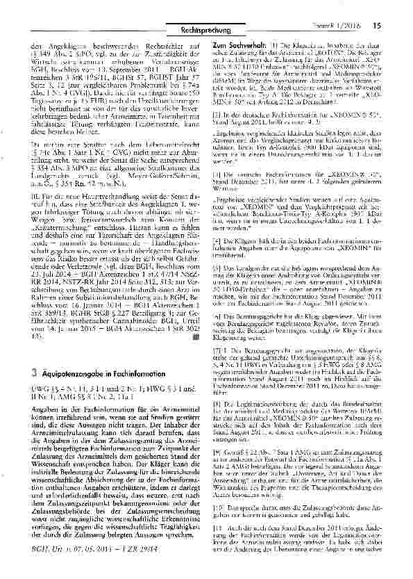 Vorschauseite 3: Vertrieb synthetischer Cannabinoide -Auslegung des Begriffs des Arzneimittels