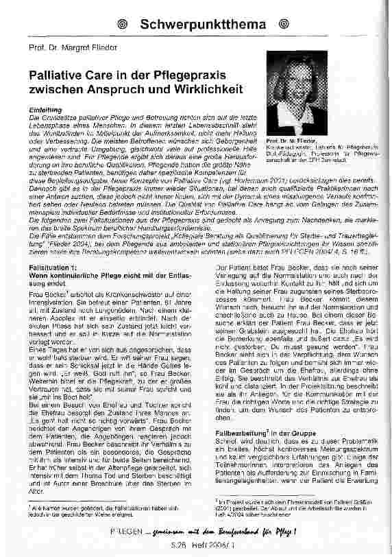 Vorschauseite 1: Palliative Care in der Pflegepraxis zwischen Anspruch und Wirklichkeit
