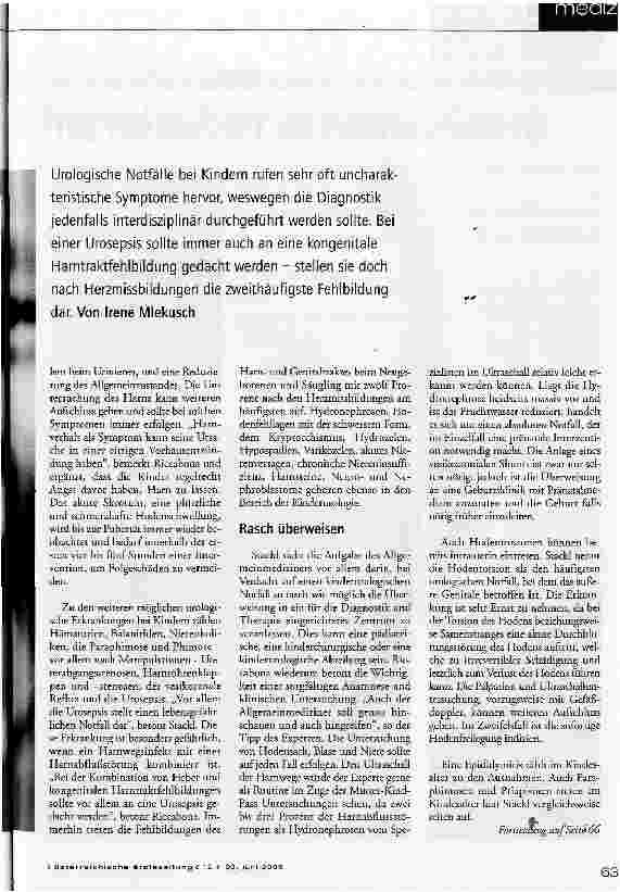 Vorschauseite 2: Kinderurologischer NotfallRasches Handeln gefragt