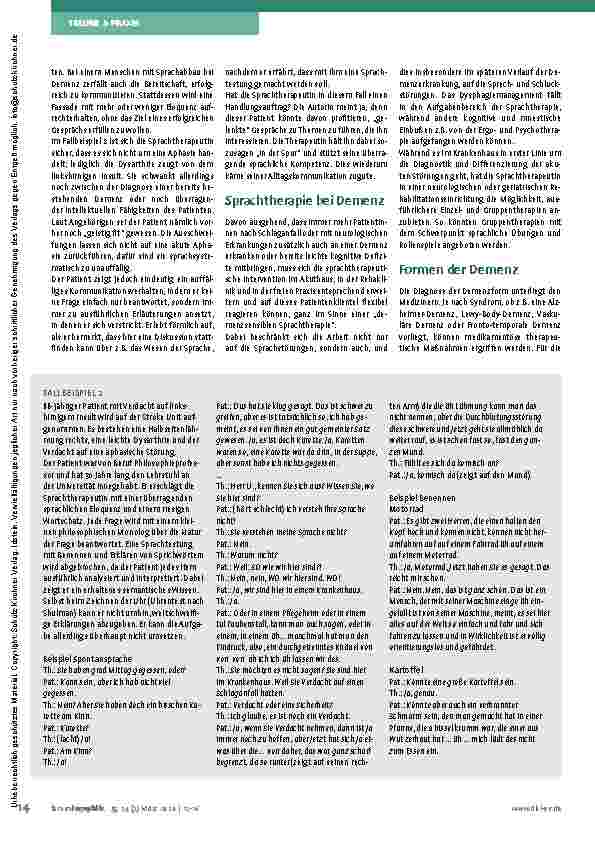 Vorschauseite 3: „Demenzsensible“ Sprachtherapie in Akutund Rehabilitationskliniken