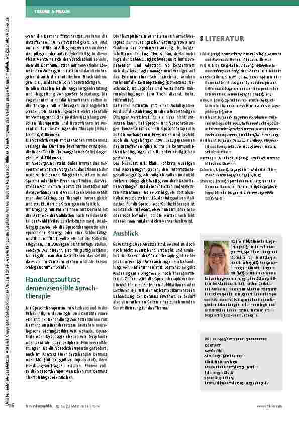 Vorschauseite 5: „Demenzsensible“ Sprachtherapie in Akutund Rehabilitationskliniken