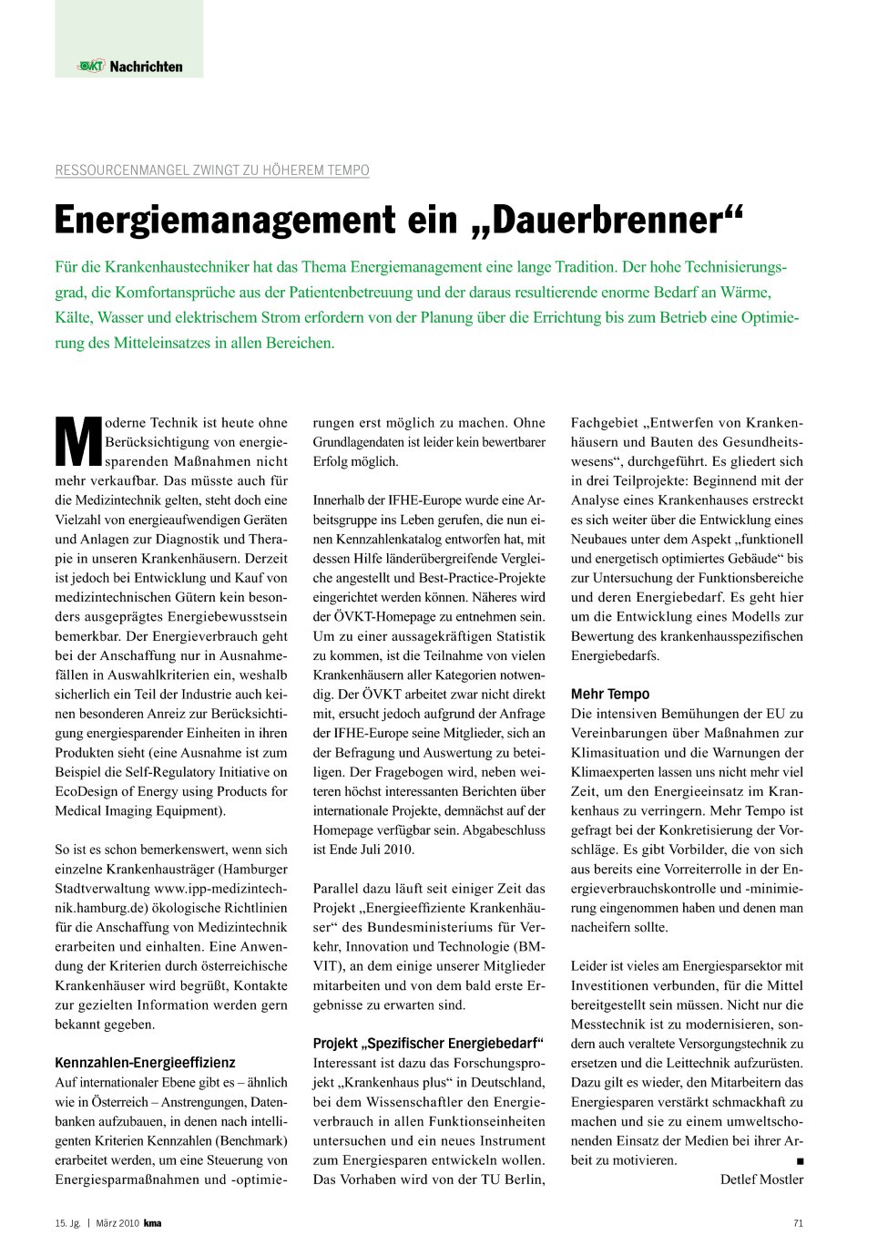 Vorschauseite 1: Energiemanagement ein „Dauerbrenner“