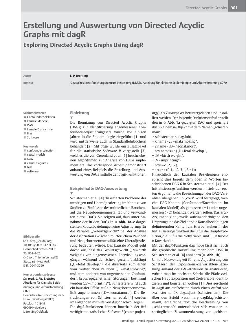 Vorschauseite 1: Erstellung und Auswertung von Directed Acyclic Graphs mit dagR
