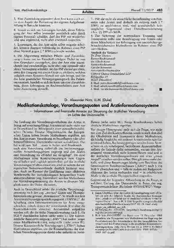 Vorschauseite 1: Medikationskataloge, Verordnungsquoten und Arztinformationssysteme