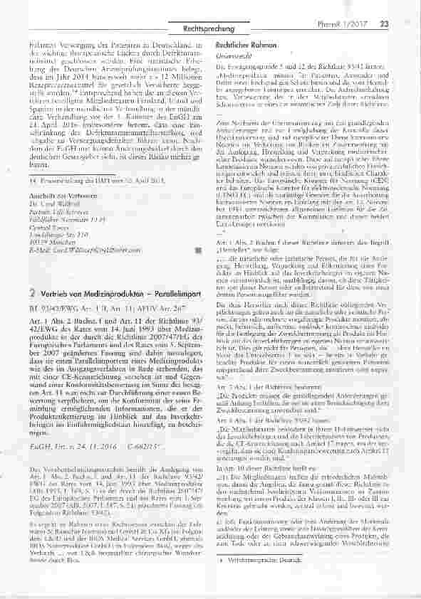 Vorschauseite 1: Vertrieb von Medizinprodukten Parallelimport